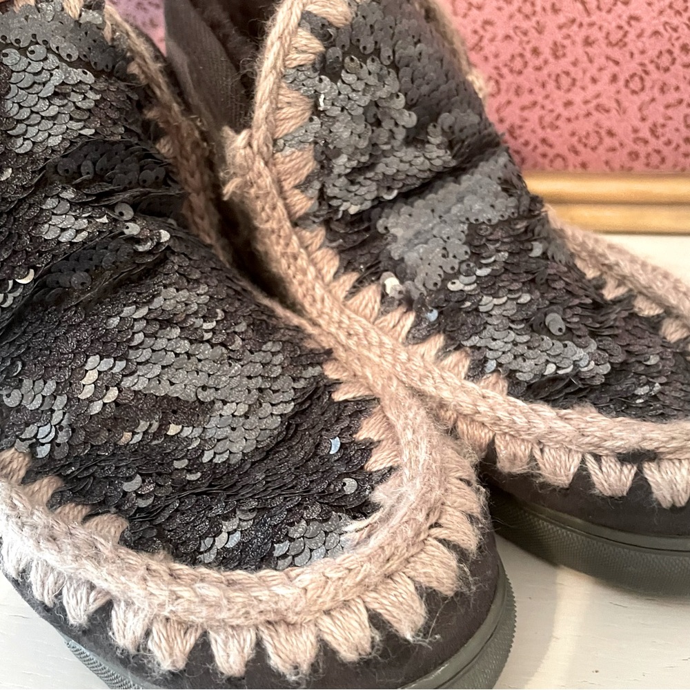 MOU WOMAN ANKLE SEQUIN BOOTS BOOTIES WINTER Size 6-7 - Picture 15 of 15